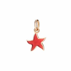 Dodo colgante Estrella de Mar en oro rosa y esmalte coral rojo D3STP/9/CTR/K